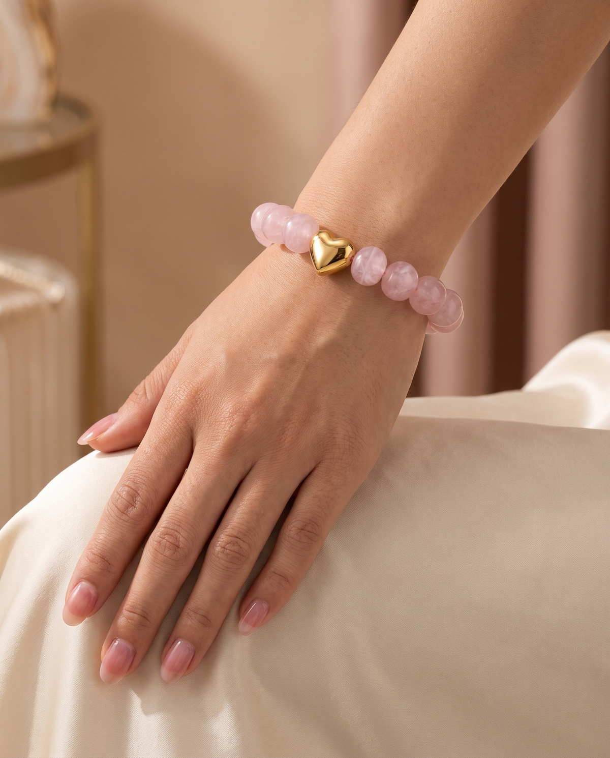 Pulsera Corazón Pop Rosa de cuentas grandes con dije de corazón