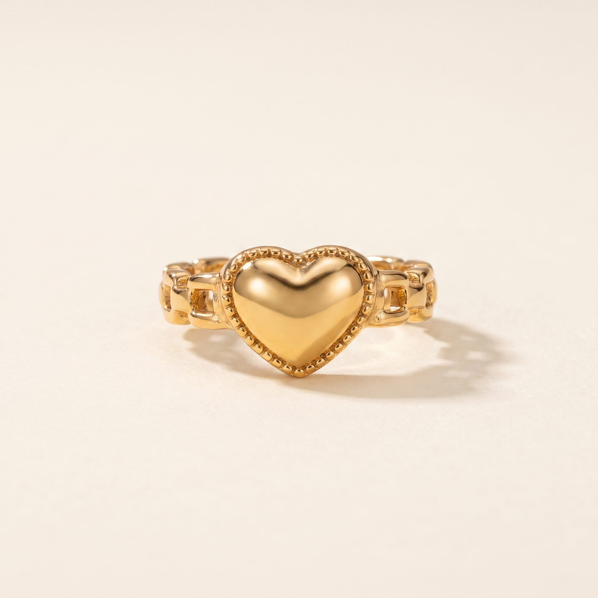 Anillo Corazón Cadena con corazón central