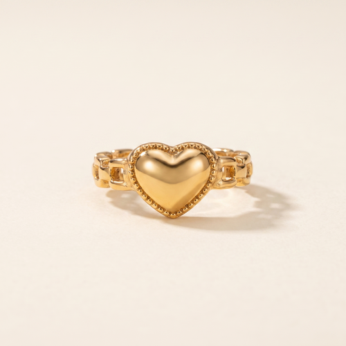 Anillo Corazón Cadena con corazón central