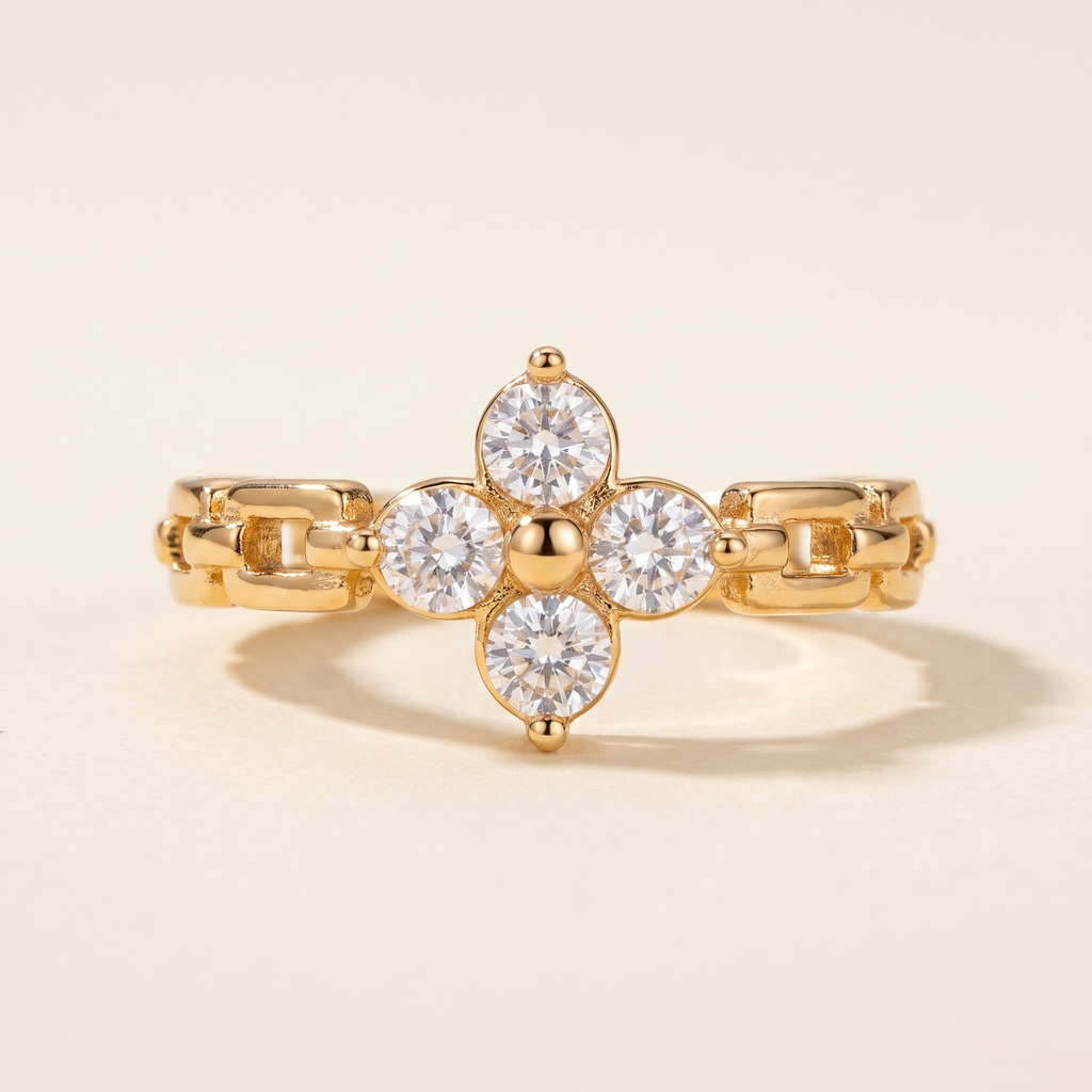 Anillo Bloom Gem con flor de circonitas