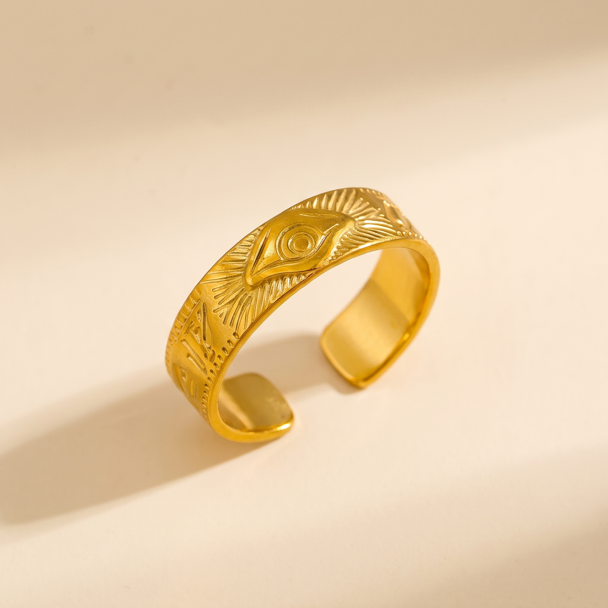 Anillo Nazar Dorado ajustable con símbolos de ojo turco