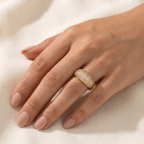 Anillo Circonitas dorado cubierto de circonitas