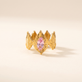 Anillo Tiara Rosa en forma de corona con circonita rosa