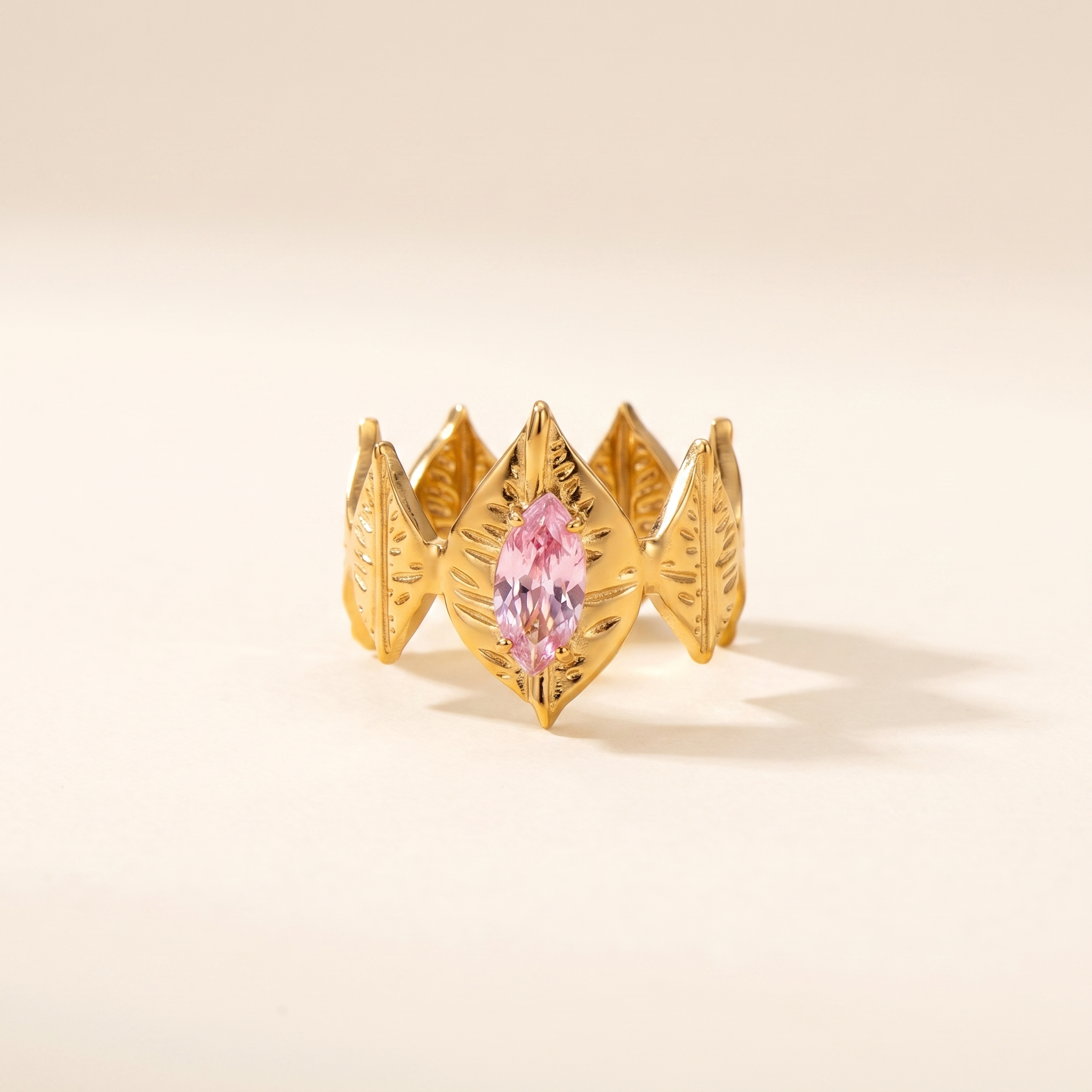 Anillo Tiara Rosa en forma de corona con circonita rosa