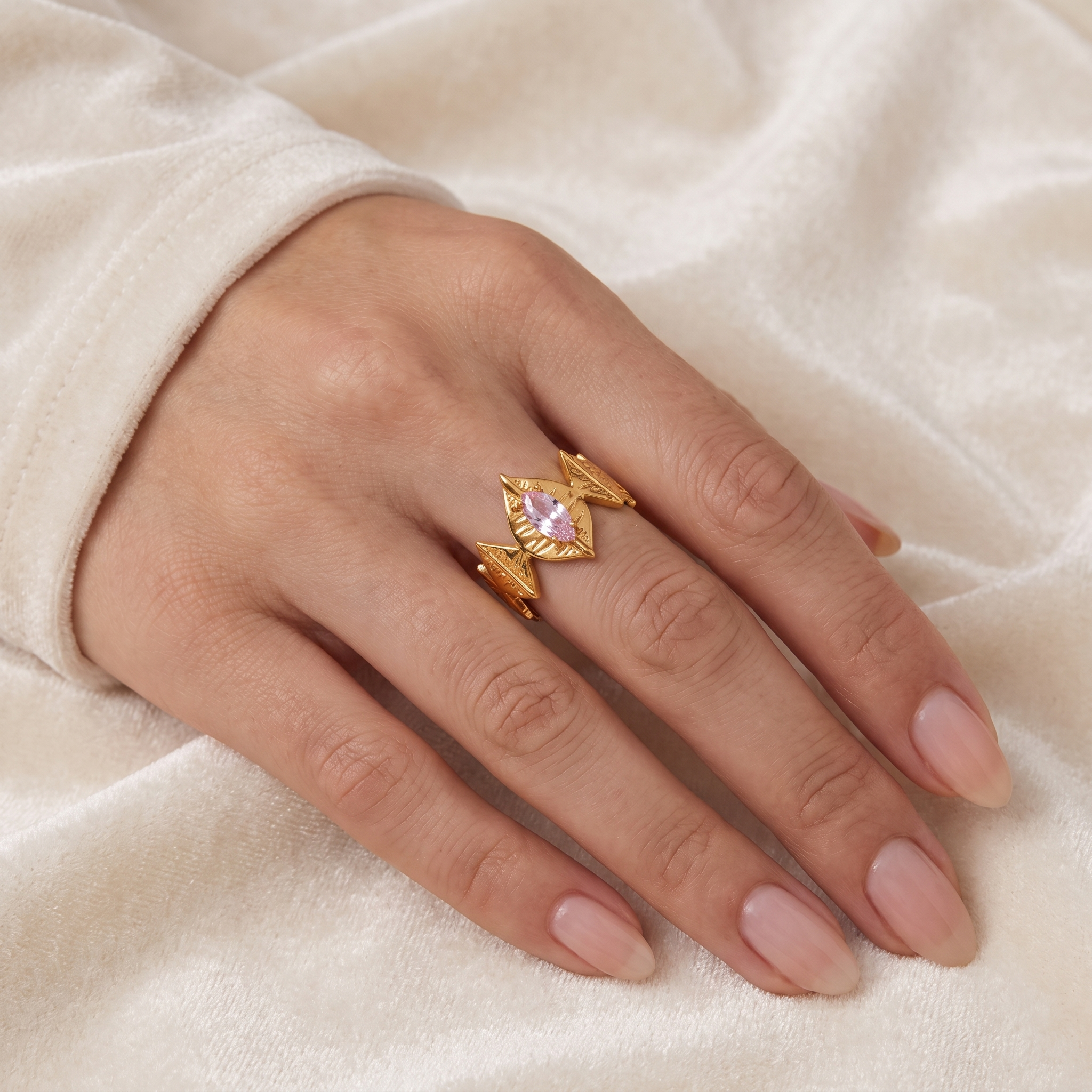 Anillo Tiara Rosa en forma de corona con circonita rosa