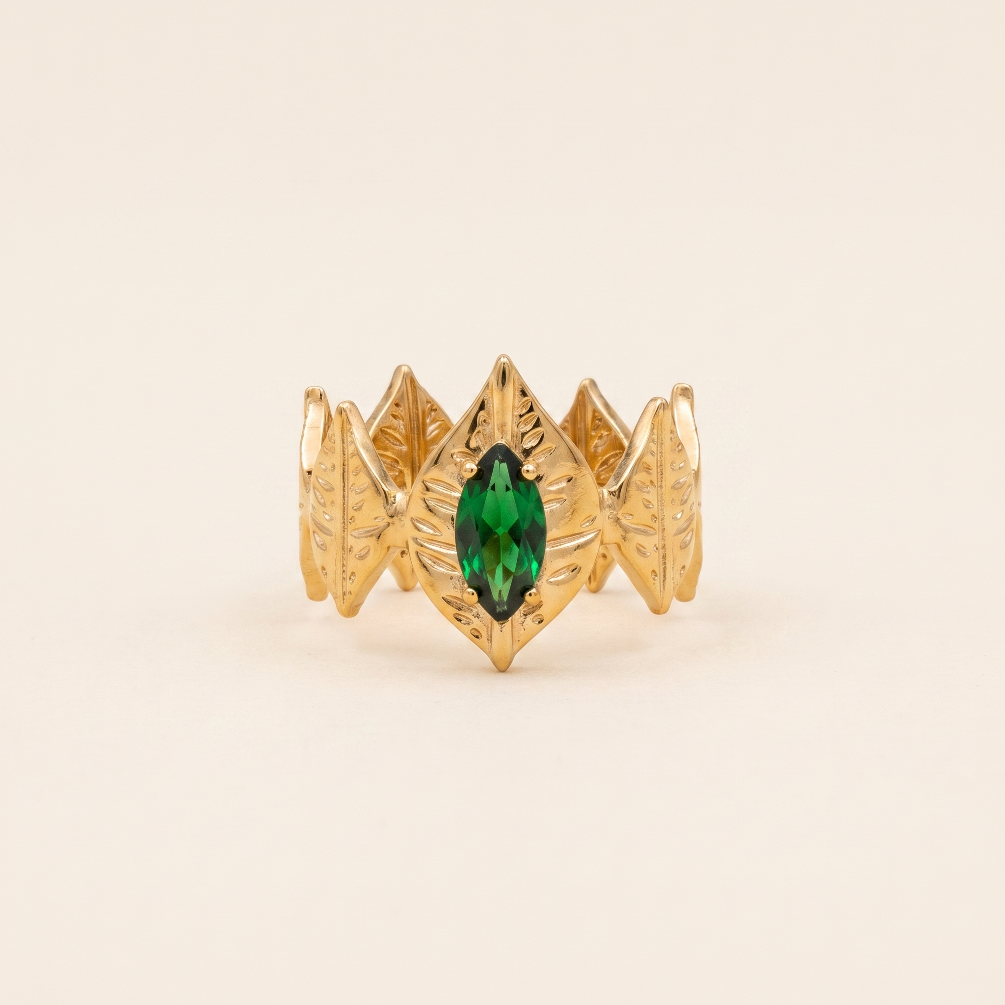 Anillo Tiara Verde en forma de corona con circonita verde