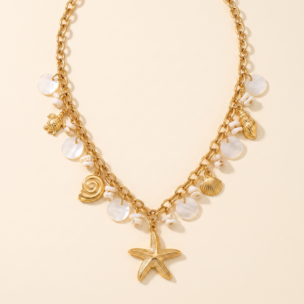 Collar Estrella de Mar con conchas y estrella central