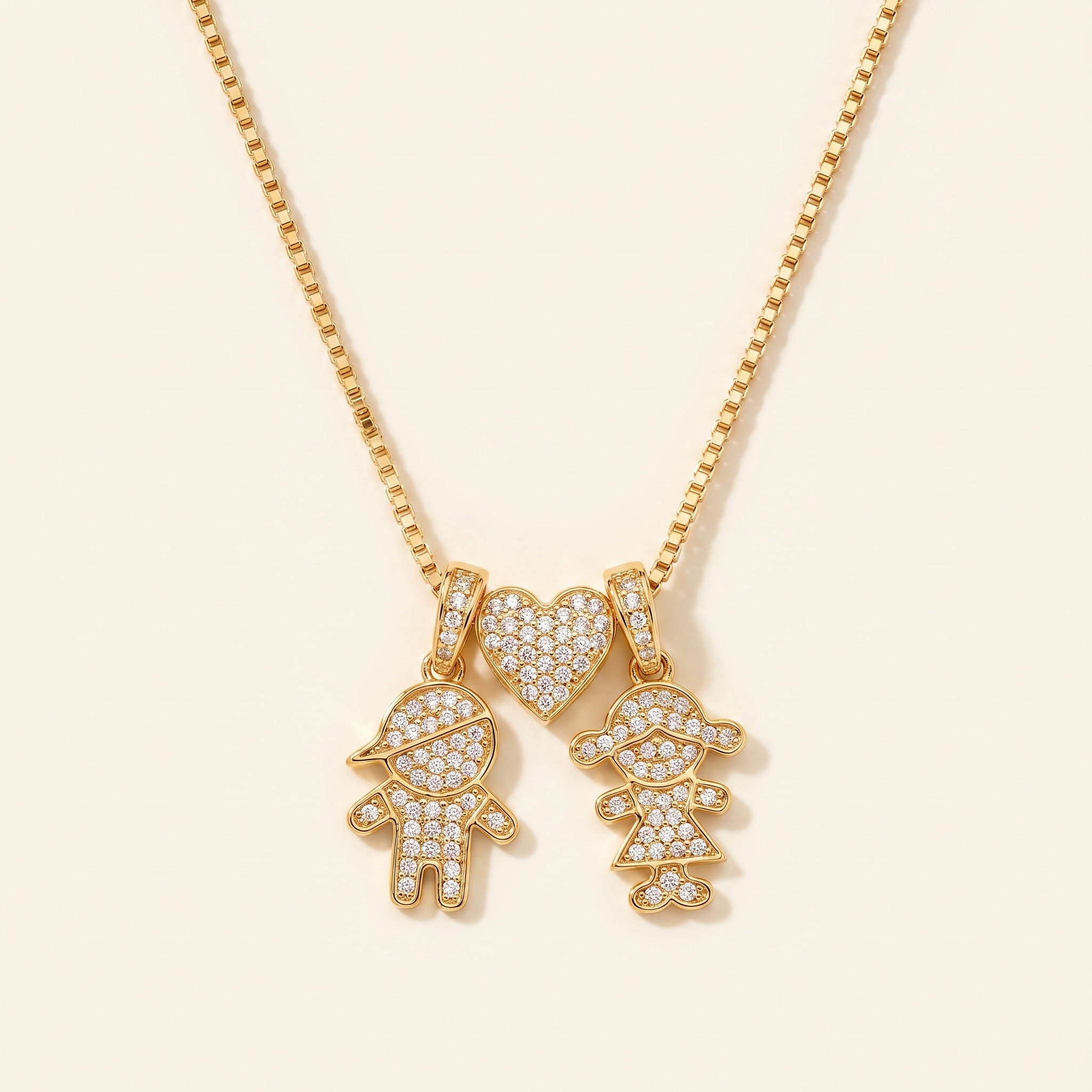 Collar Pareja Brillante con pareja en circonitas y corazón
