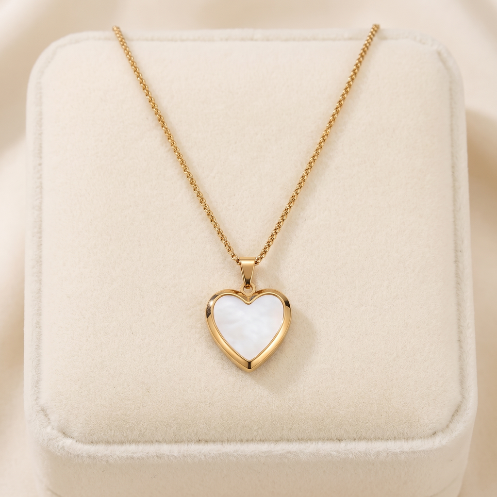 Collar Relicario Corazón con detalle de nácar