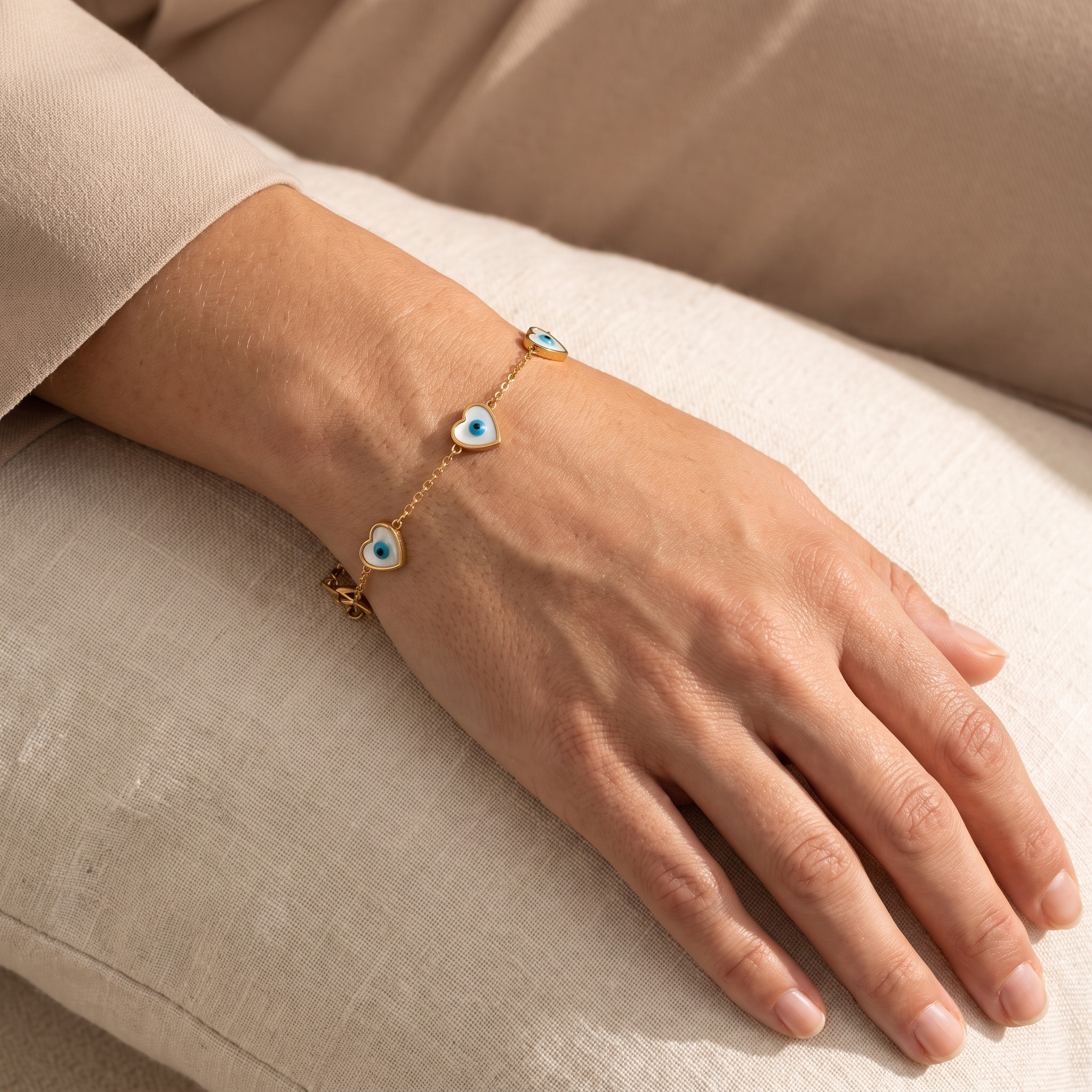 Pulsera Nazar Corazones con ojos turcos en forma de corazón