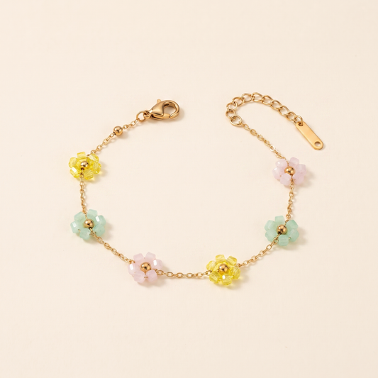 Pulsera Bloom Mostacilla con flores de mostacilla de colores