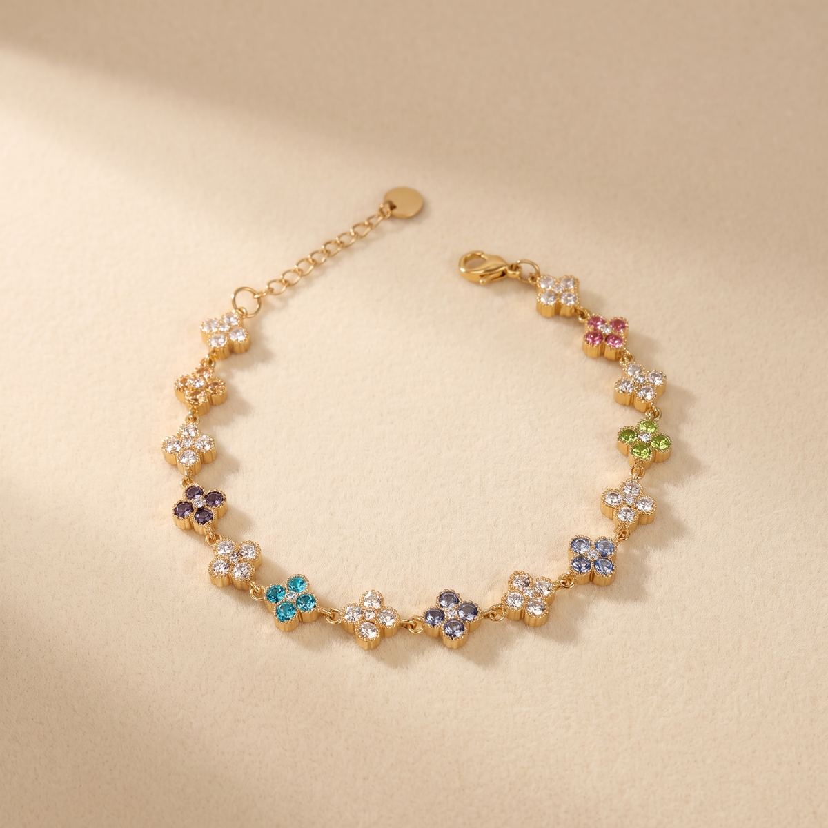 Pulsera Flor Gemma Multicolor con flores de circonitas de colores