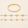 Set Trío Pulseras con brazalete de circonitas y pulseras de flores