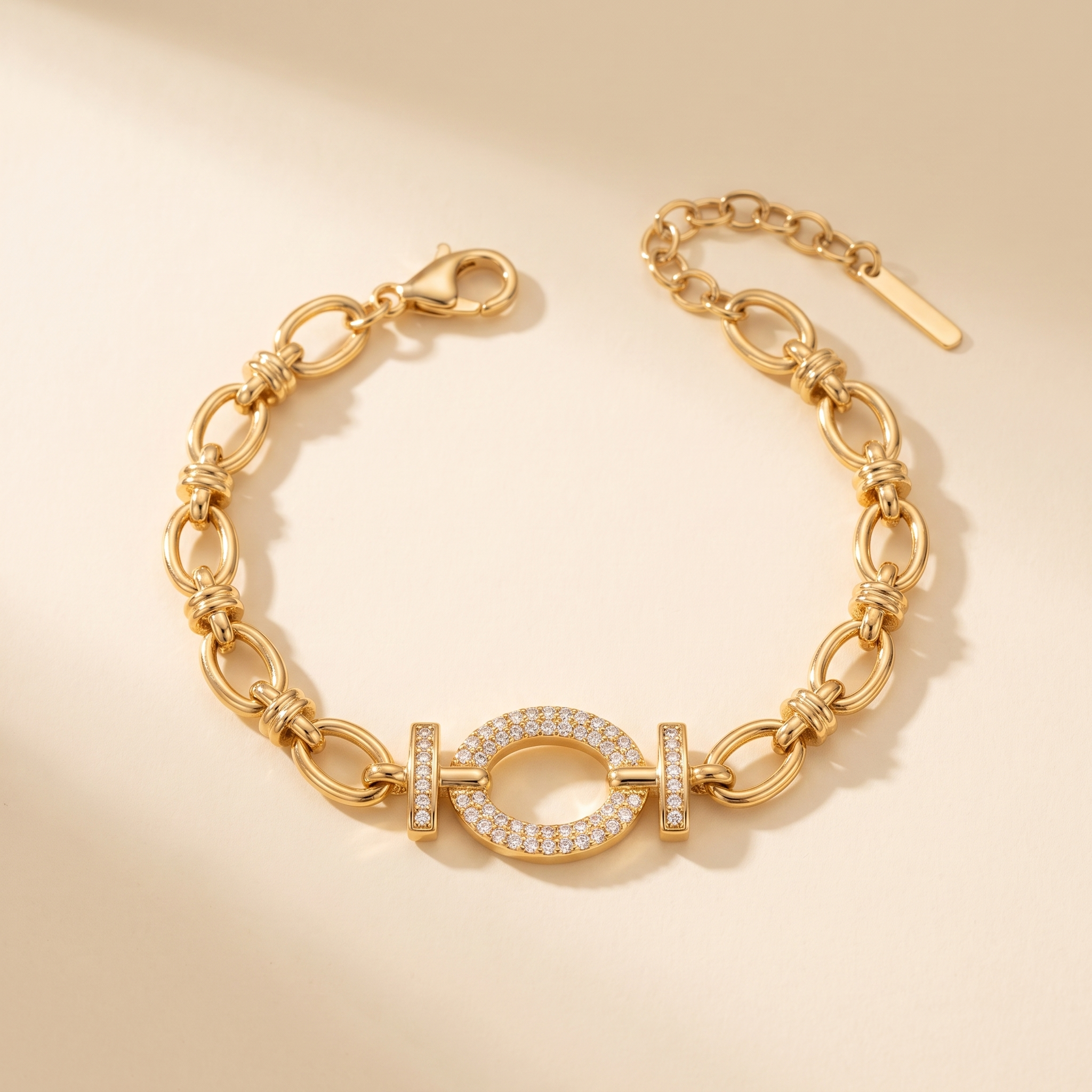 Pulsera Círculo Cristal con dije circular de circonitas