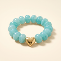 Pulsera Corazón Pop Aguamarina de cuentas grandes con dije de corazón