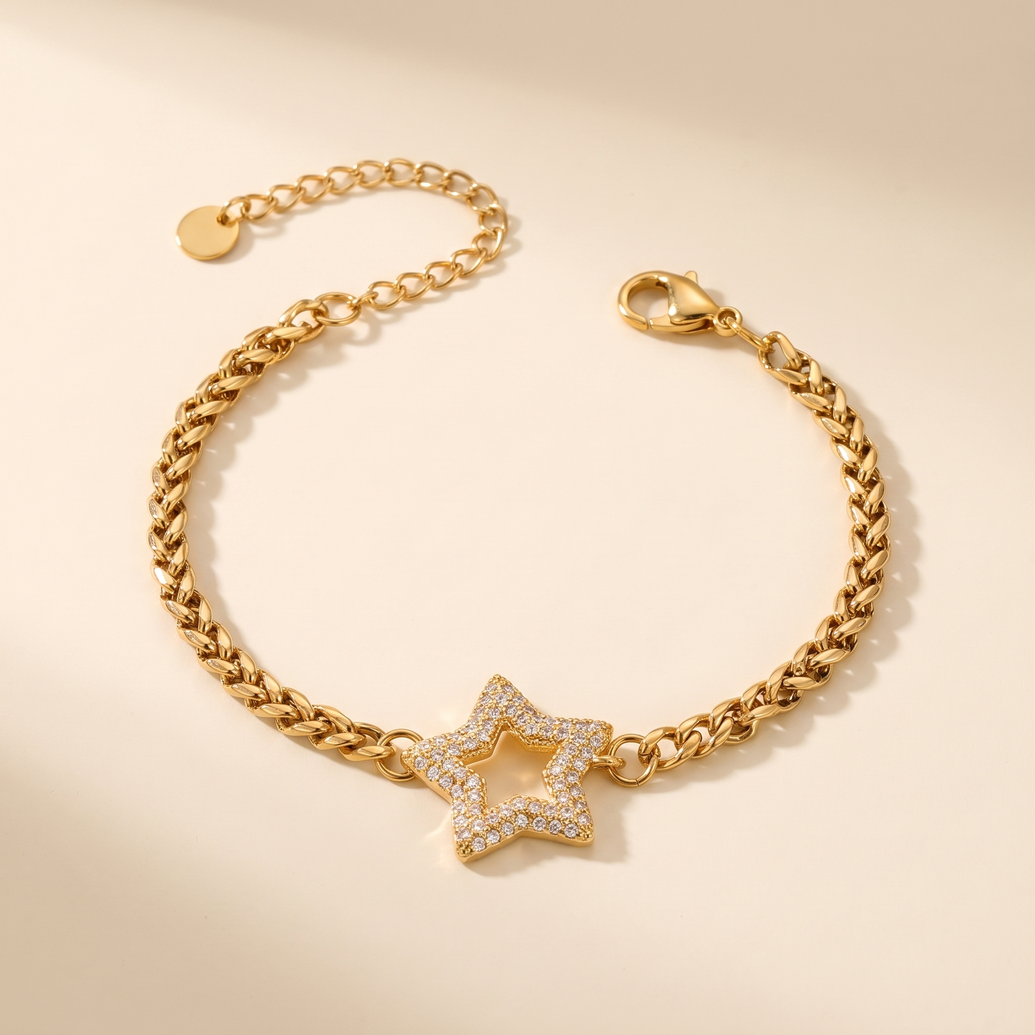 Pulsera Estrella Brillante con dije de estrella de circonitas
