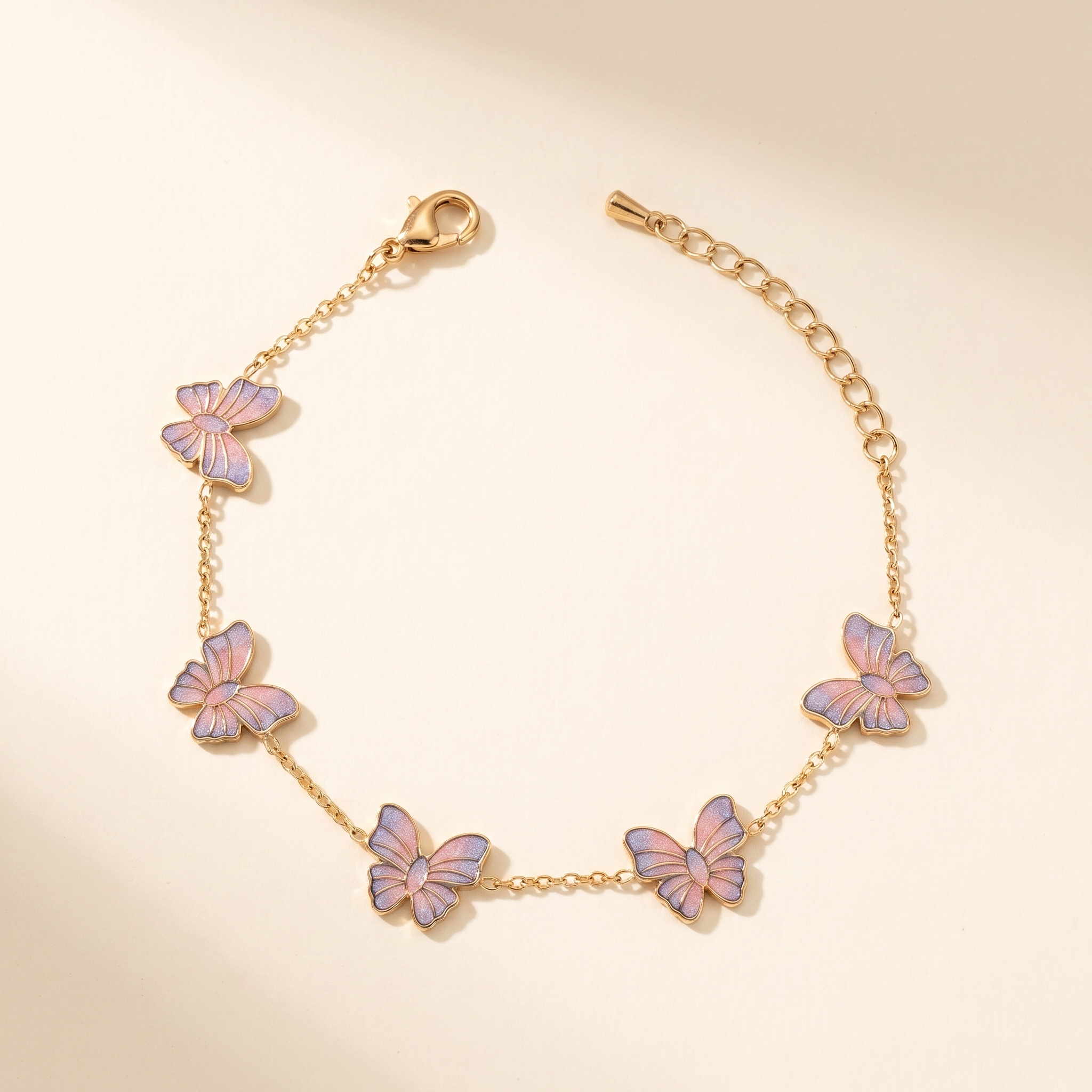 Pulsera Mariposa con mariposas en rosado y morado