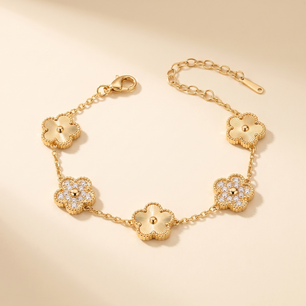 Pulsera Bloom Brillante con flores de circonitas