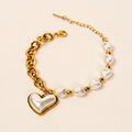 Pulsera Perla Barroca con perlas blancas y corazón de perla
