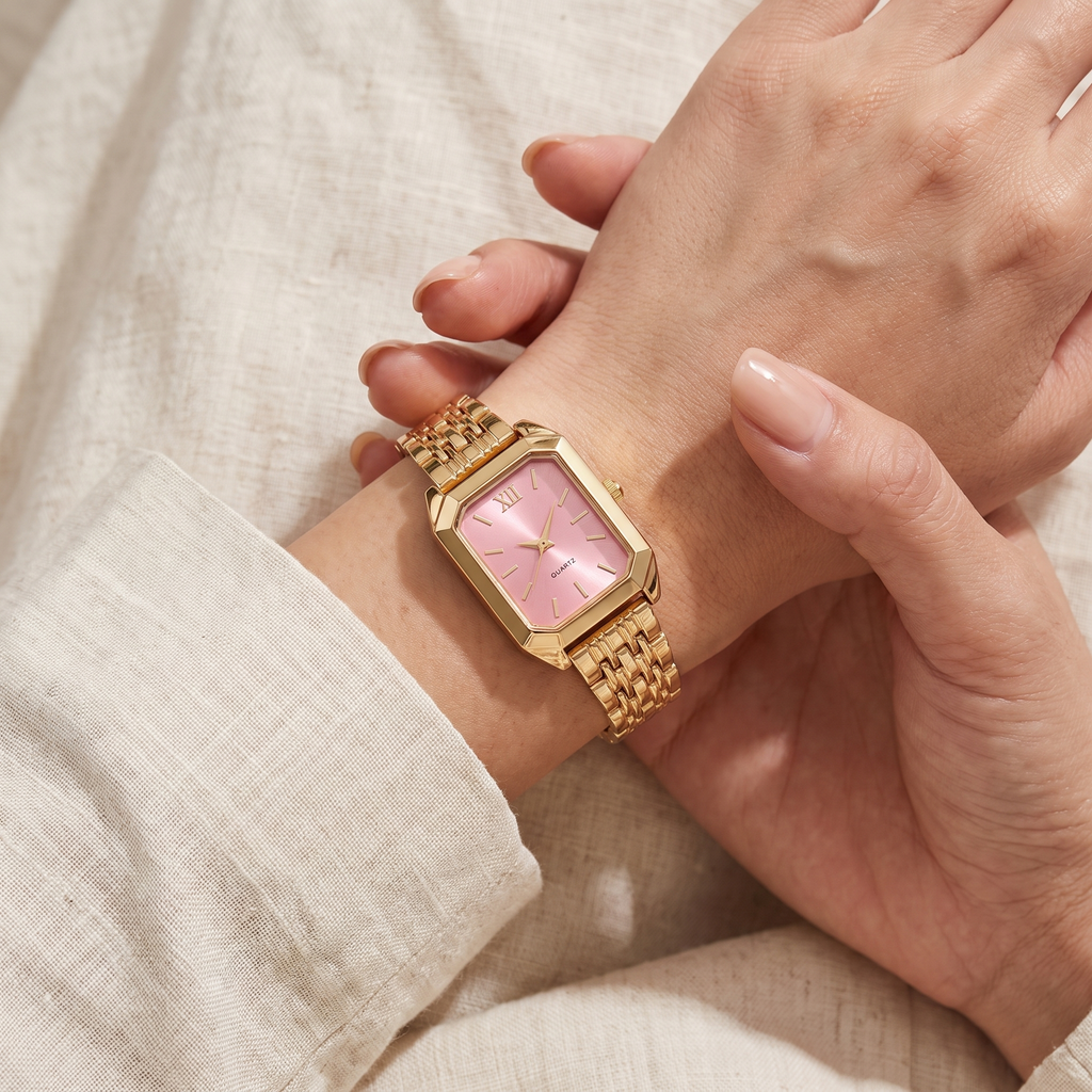 Reloj Bloom Rosa dorado con agujas en rosa